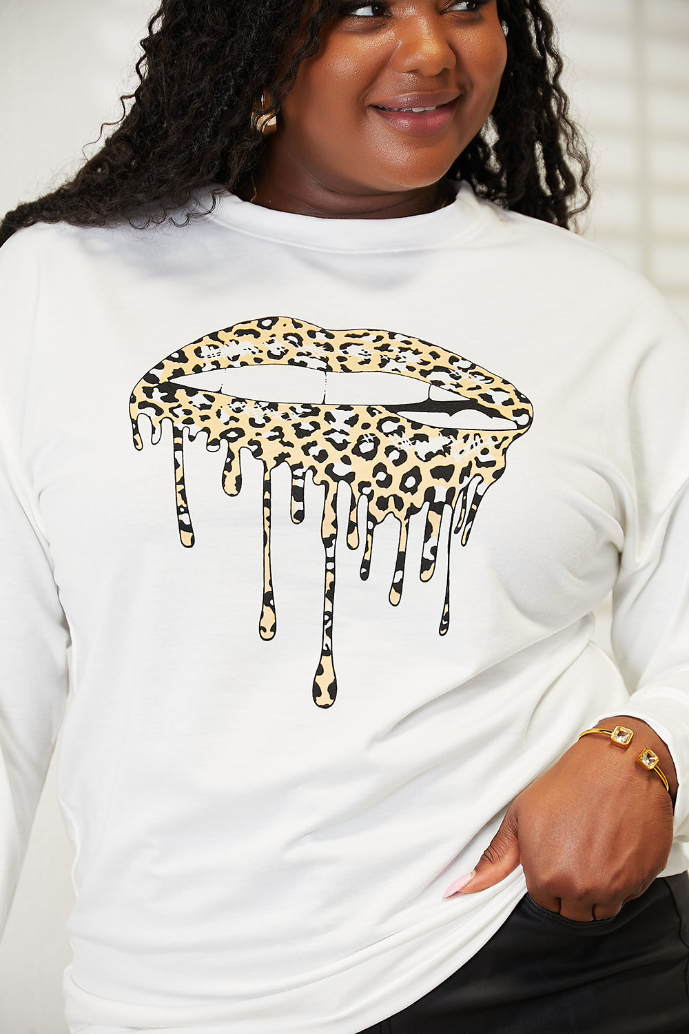 Simply Love Graphic Dropped Shoulder Round Neck Sweatshirt by Trendsi