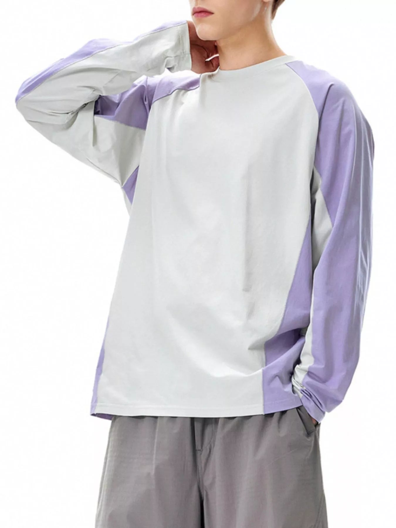Men's Two-Tone Raglan Long Sleeve T-Shirt by Trendsi