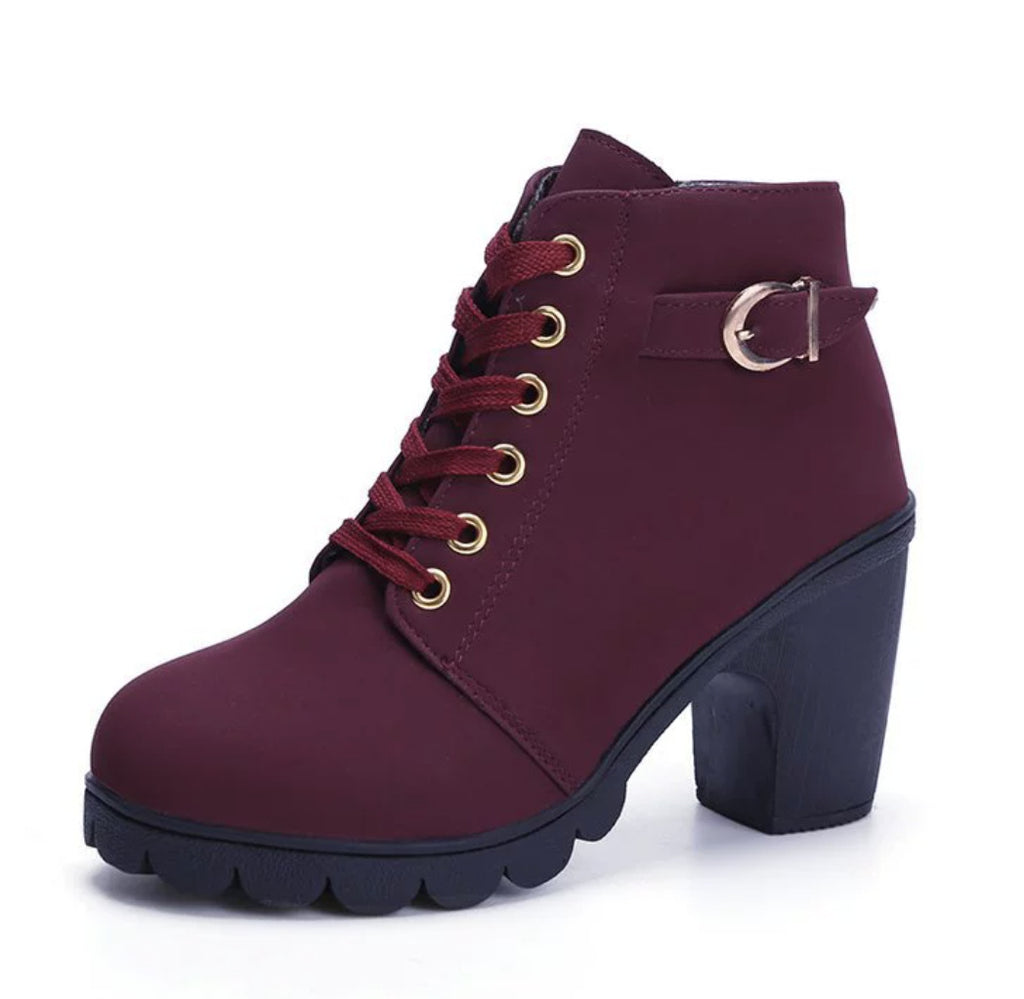 Fashoin Leopard Print Ankle Square Heel Suede Lace-up Zip Boots Women Casual Versatile Shoes Autumn And Winter by DC-THE CEO