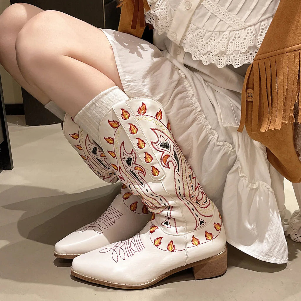 Point Toe Block Heels Boots by Trendsi