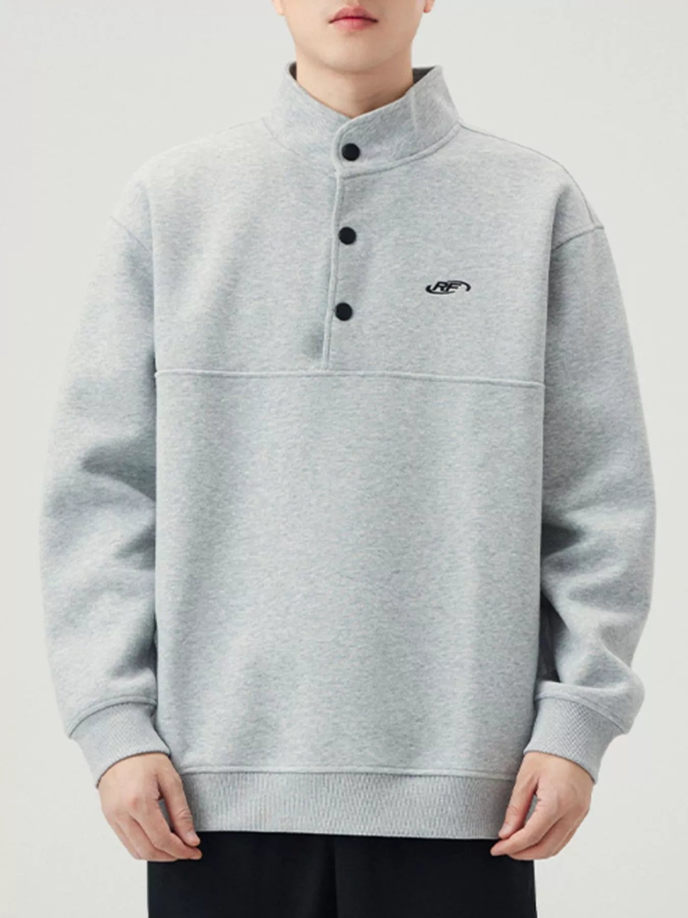 Men's Plus Size Button Detail Long Sleeve Sweatshirt by Trendsi