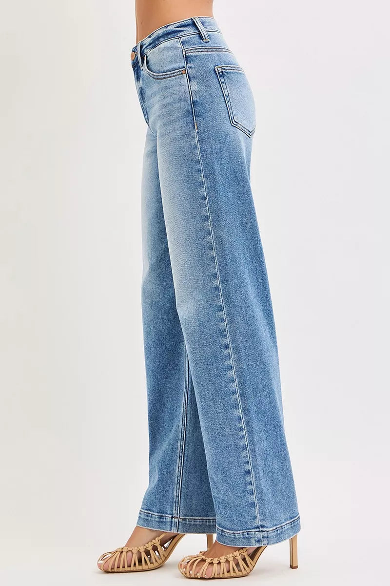 RISEN High Rise Wide Baggy Jeans by Trendsi