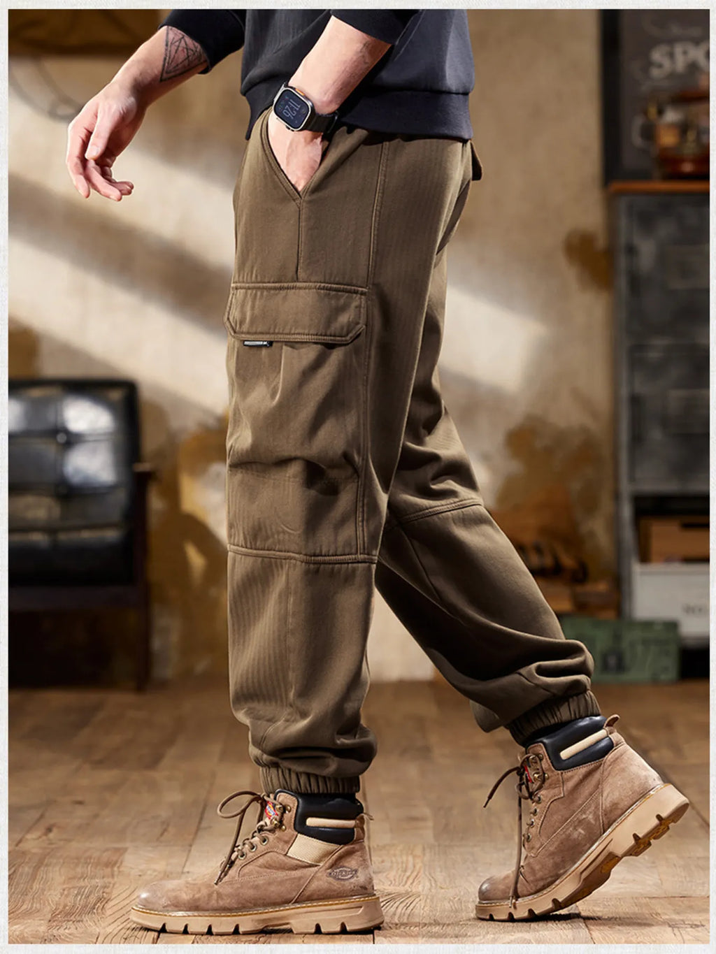 Men's Plus Size Casual Cargo Pants by Trendsi