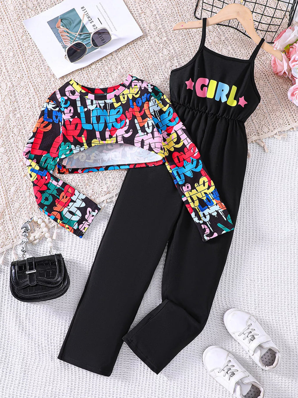 Children's Colorful Geometric Print Top & Jumpsuit Set by Trendsi