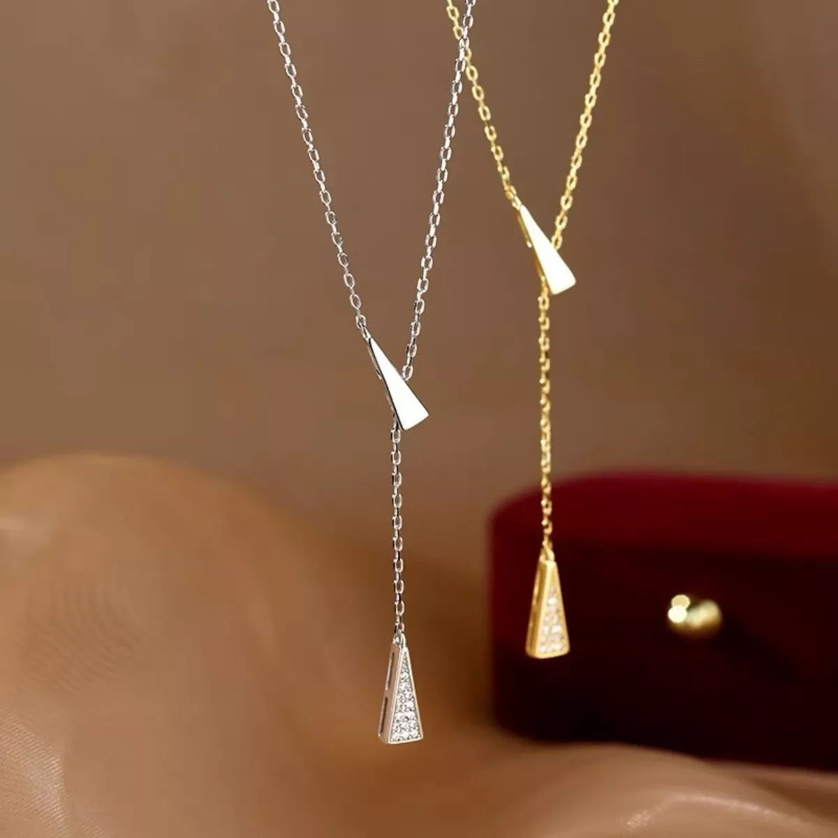 Triangle Pendant Y Necklace by Trendsi