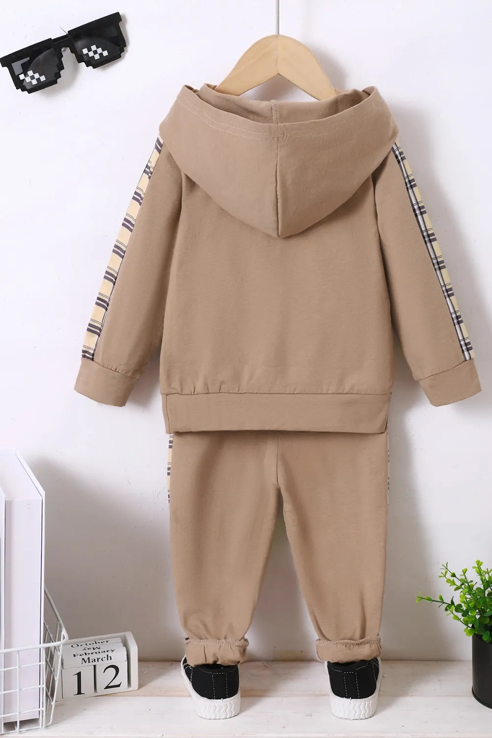 Children's Plaid Hoodie and pants Set by Trendsi