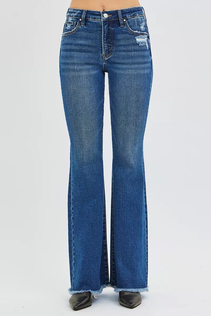 RISEN High Rise Flare Jeans by Trendsi