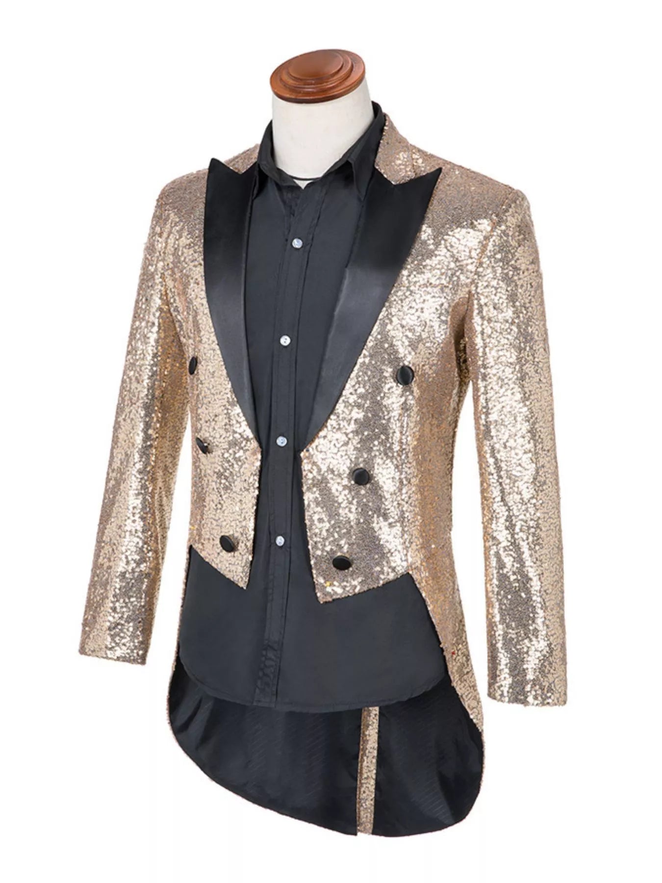 Men's Plus Size Sequin Button Up Long Sleeve Tailcoat Blazer by Trendsi