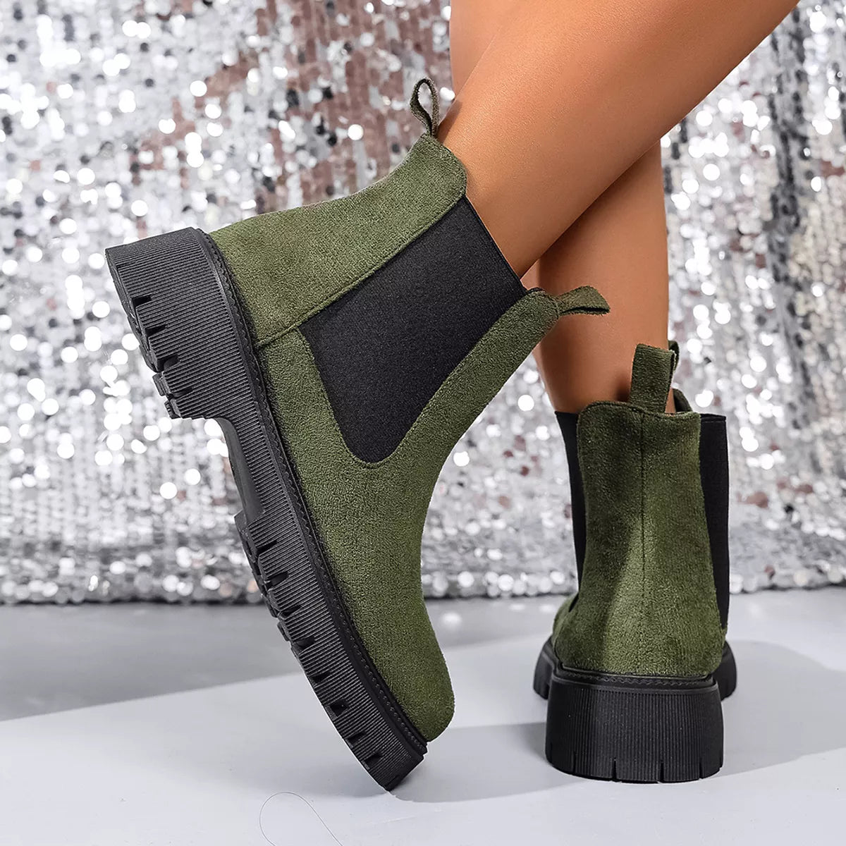Elastic Side Panels Ankle Boots by Trendsi