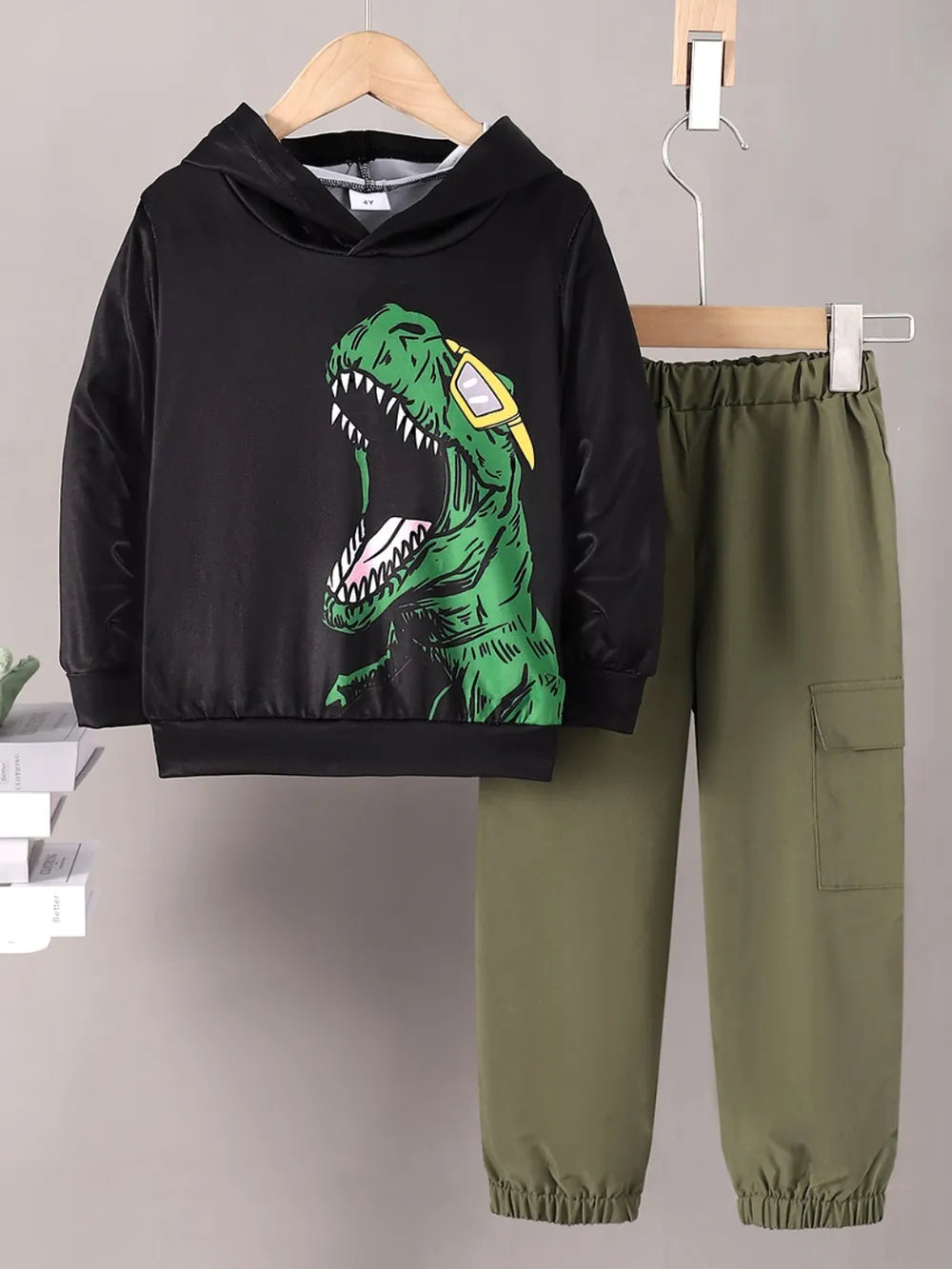 Children's Dinosaur Graphic Hoodie and Pants Set by Trendsi