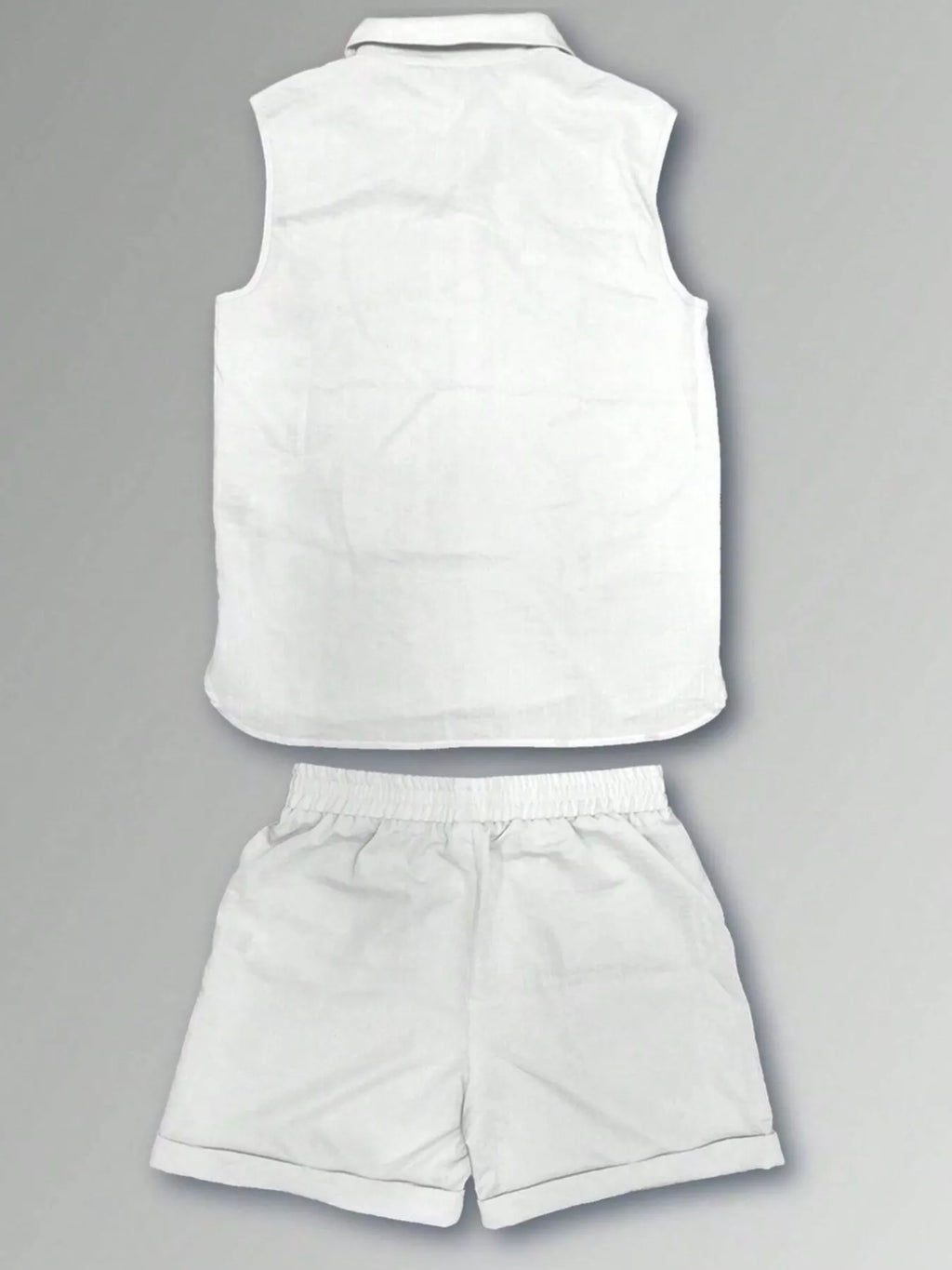Men's Plus Size Casual Button Up Vest & Shorts Set by Trendsi