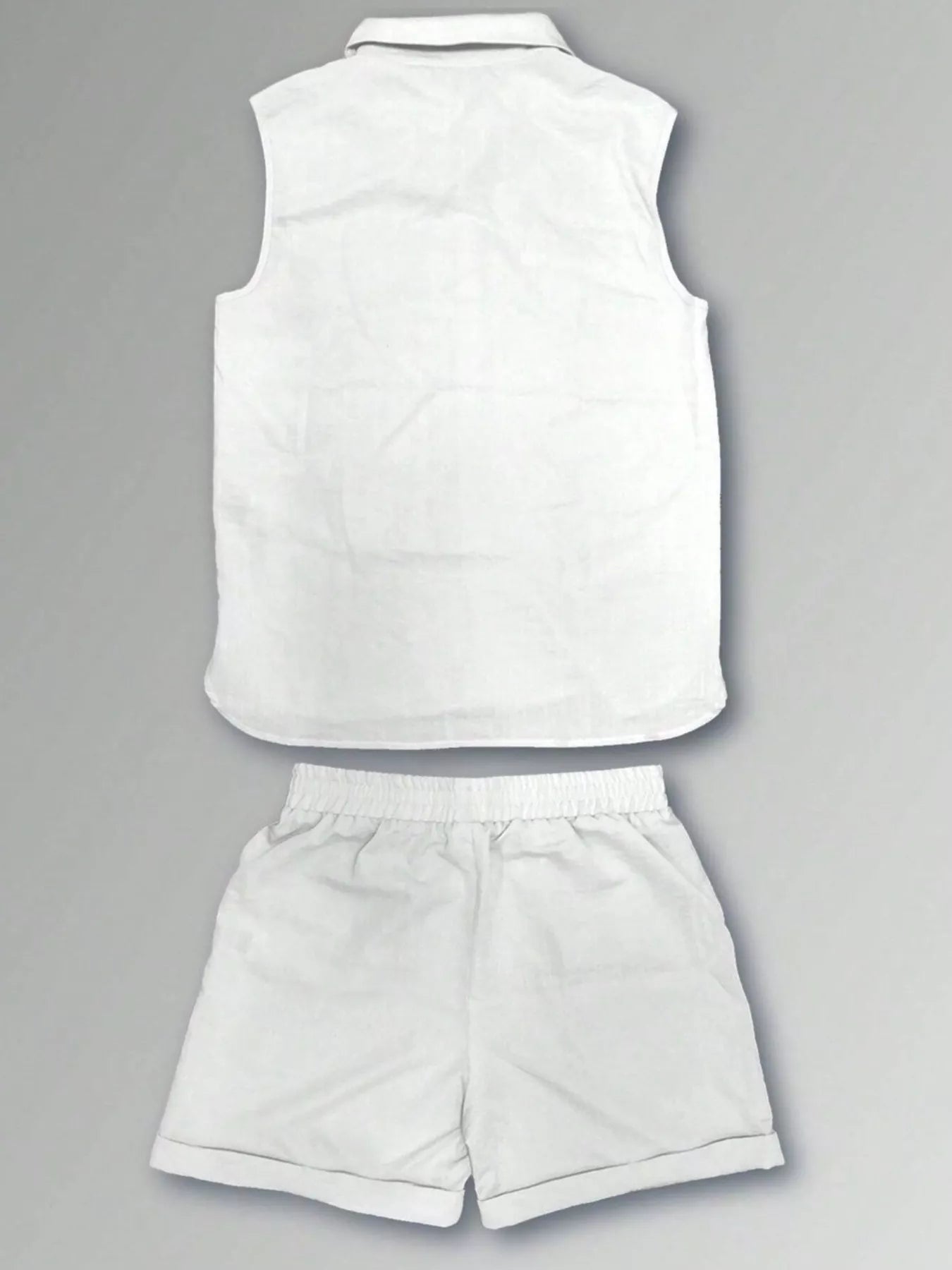 Men's Plus Size Casual Button Up Vest & Shorts Set by Trendsi