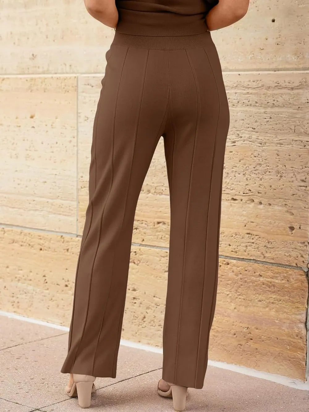 Round Neck Cap Sleeve Top and Pants Knit Set by Trendsi