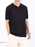 Men's Plus Size Ribbed Knit Short Sleeve Polo by Trendsi