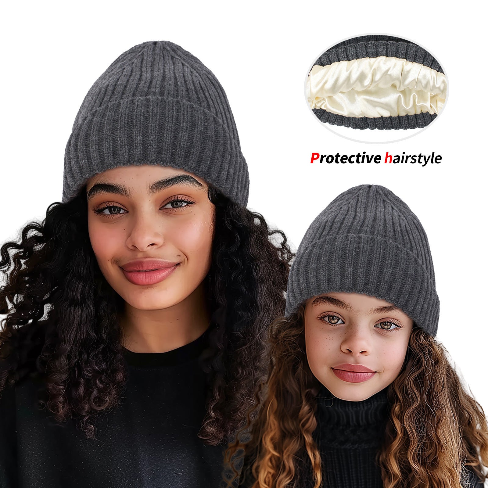 Satin Warm All-matching Slipover Knitted Hat by DC-THE CEO