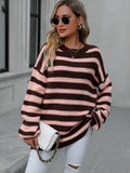 Striped Dropped Shoulder Sweater by Trendsi