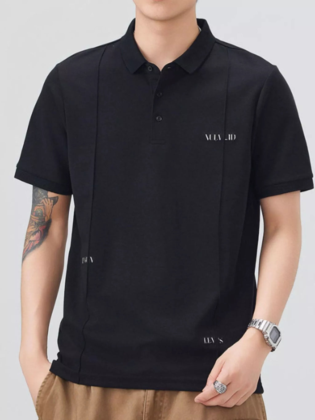 Men's Plus Size Button Detail Short Sleeve Polo by Trendsi