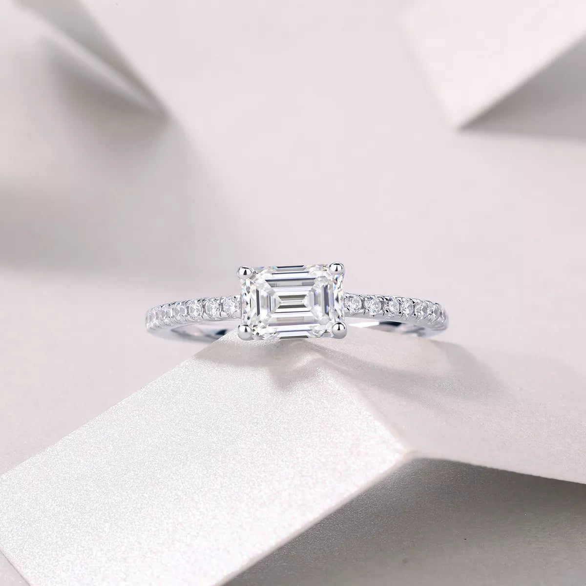 1 Carat 925 Sterling Silver Moissanite Geometric Ring by Trendsi
