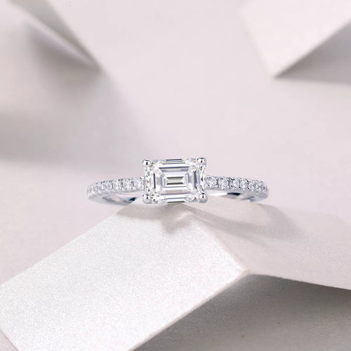 1 Carat 925 Sterling Silver Moissanite Geometric Ring by Trendsi