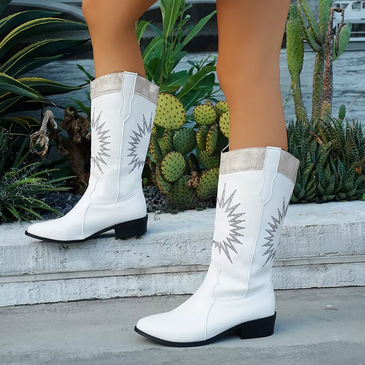 Point Toe Block Heels Boots by Trendsi