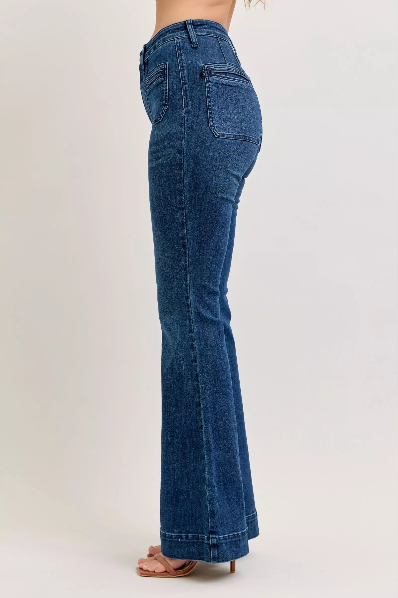 Judy Blue High-Waisted Flare Jeans with Front Pockets by Trendsi