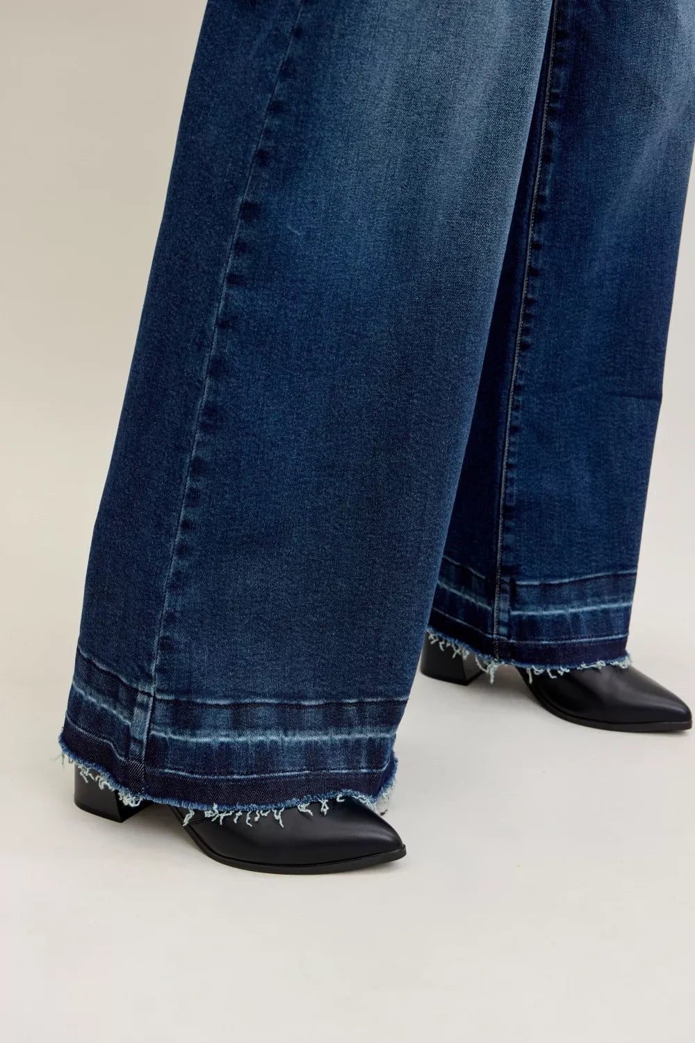 Judy Blue High Waist Palazzo Jeans with Front Patch Pockets by Trendsi