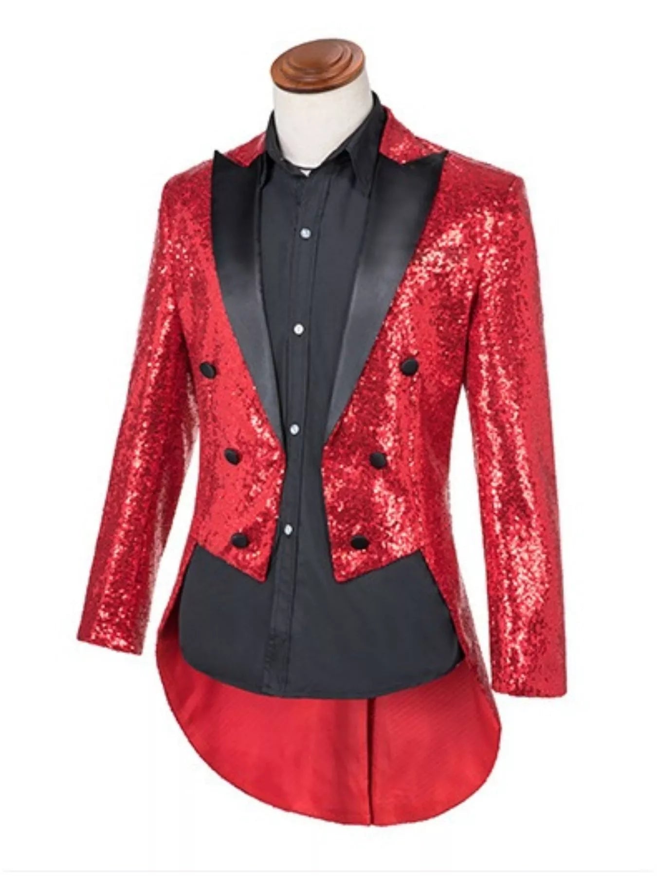 Men's Plus Size Sequin Button Up Long Sleeve Tailcoat Blazer by Trendsi
