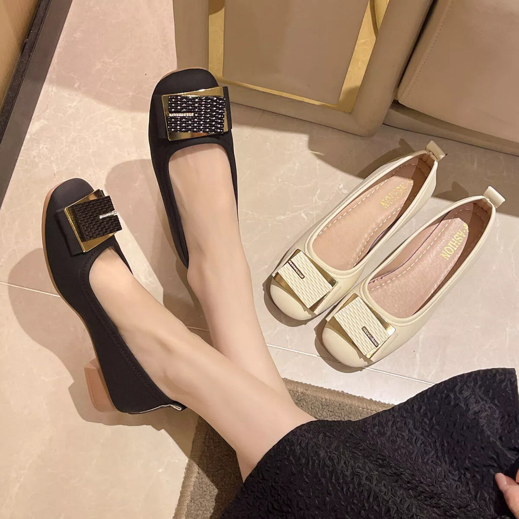 Round Toe Block Heels Slip-Ons by Trendsi