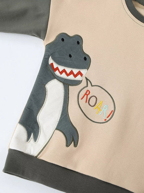Children's Dinosaur Crew Neck Sweatshirt by Trendsi