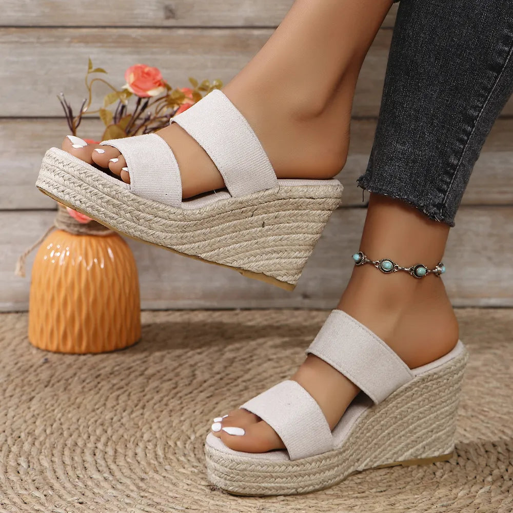 Open Toe Platform Wedge Sandals by Trendsi
