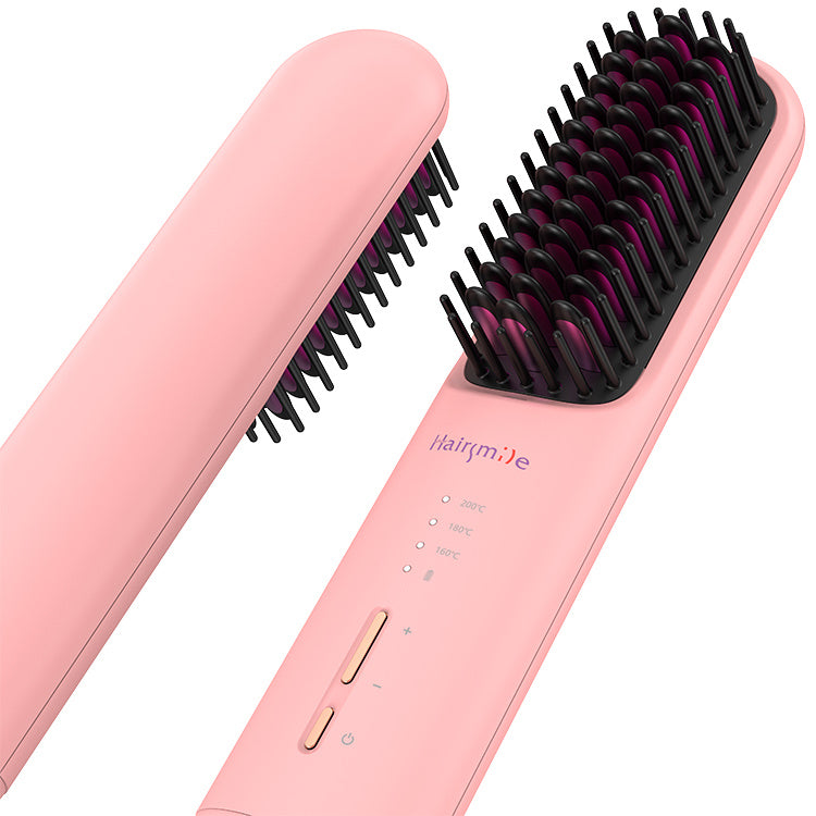 Portable USB Rechargeable Cordless Men Beard Hair Straightener Brush Mini Wireless 2 In 1 Woman Hair Straightener Comb by DC-THE CEO