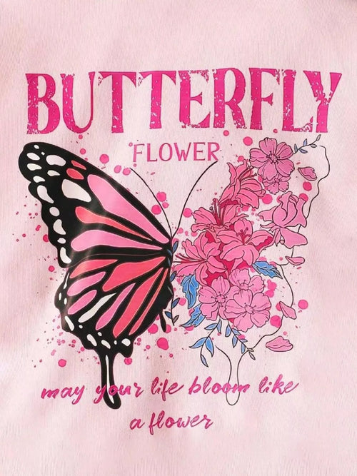 Children's Butterfly Flower Hoodie & Pants Set by Trendsi
