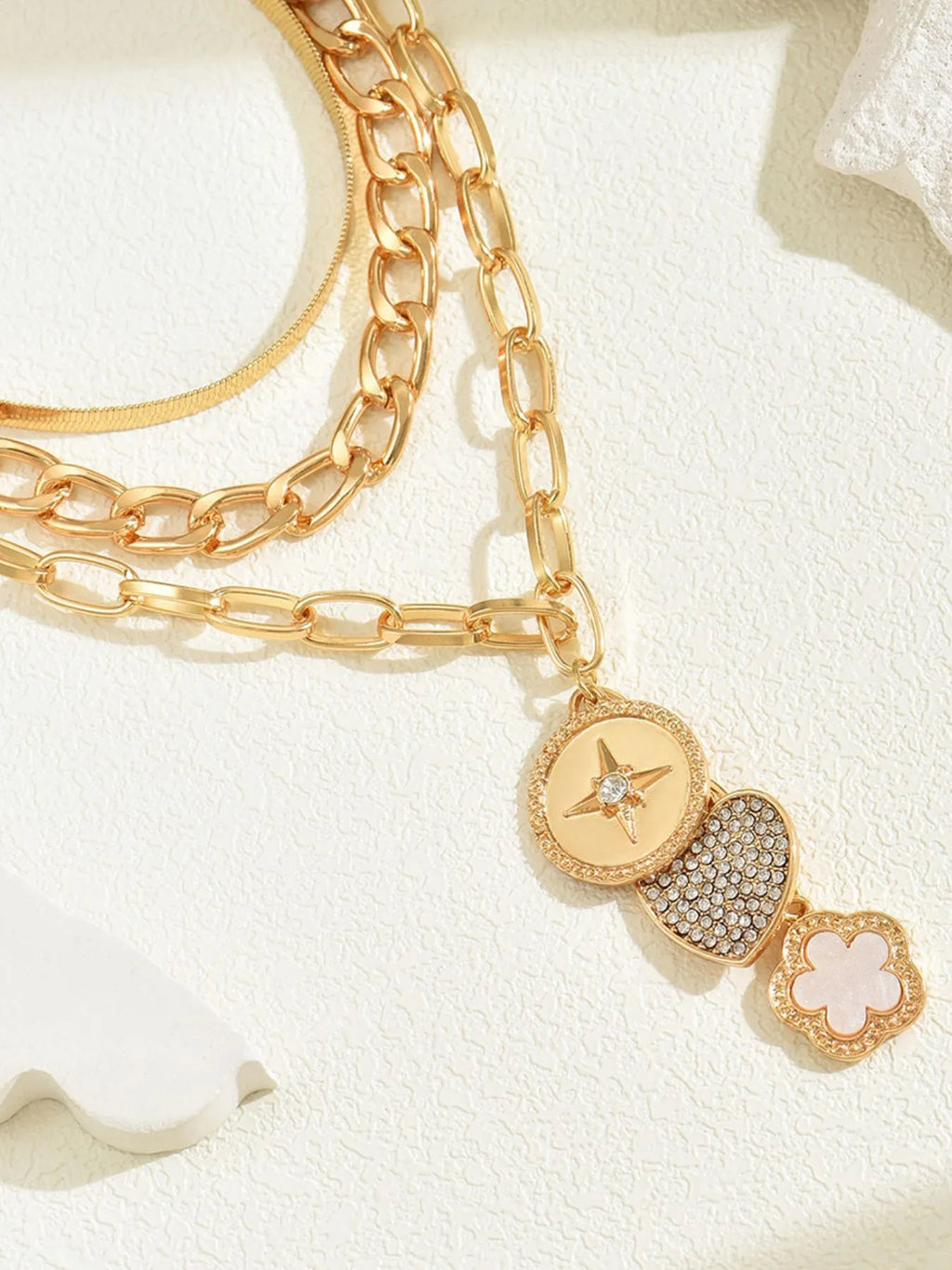 Stainless Steel Layered Necklace by Trendsi