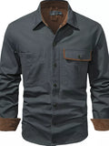 Men's Casual Long Sleeve Button-Down Shirt with Pockets by Trendsi