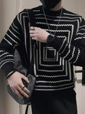 Men's Plus Size Geometric Pattern Knitted Pullover by Trendsi