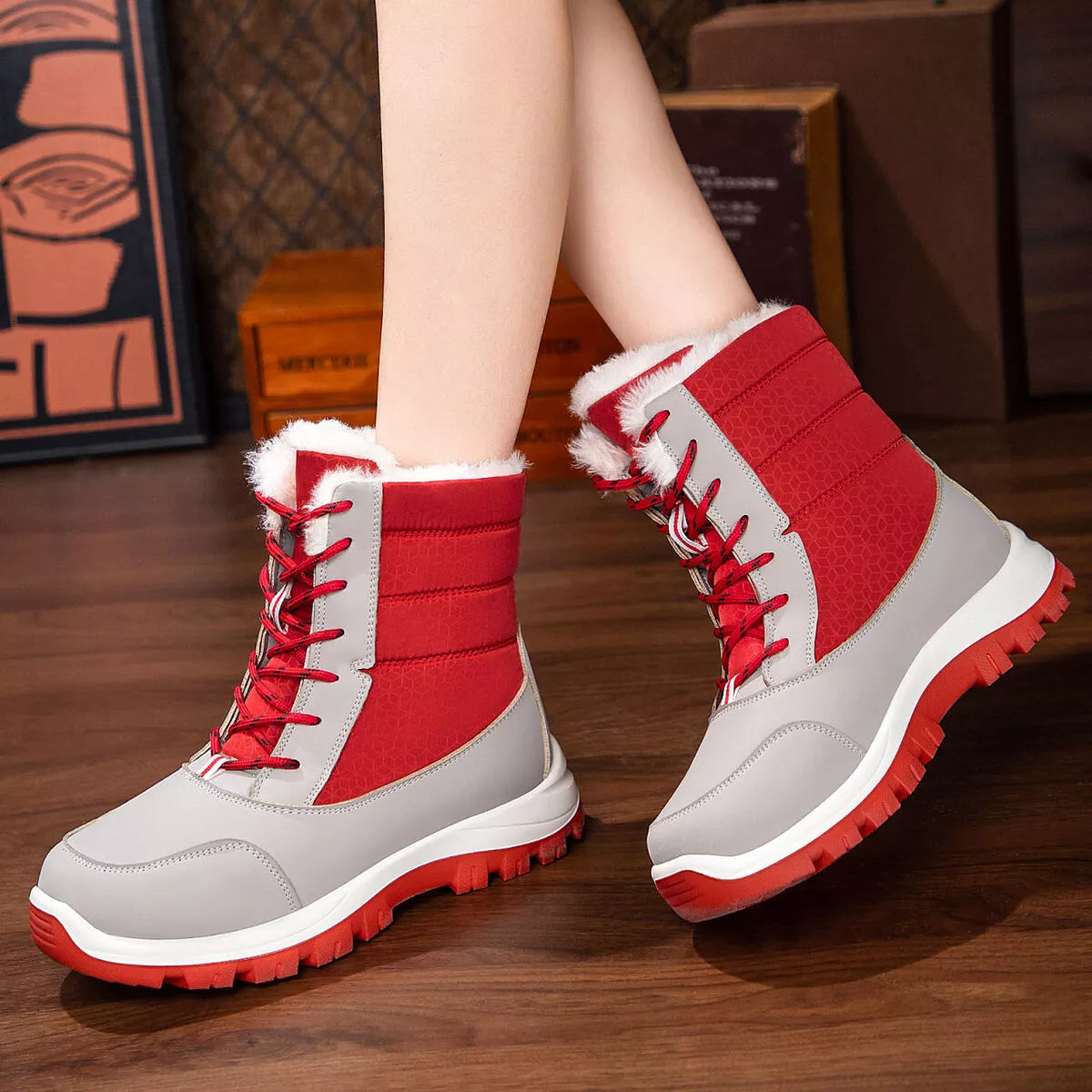 Winter Waterproof Snow Boots with Warm Fur Lining by Trendsi