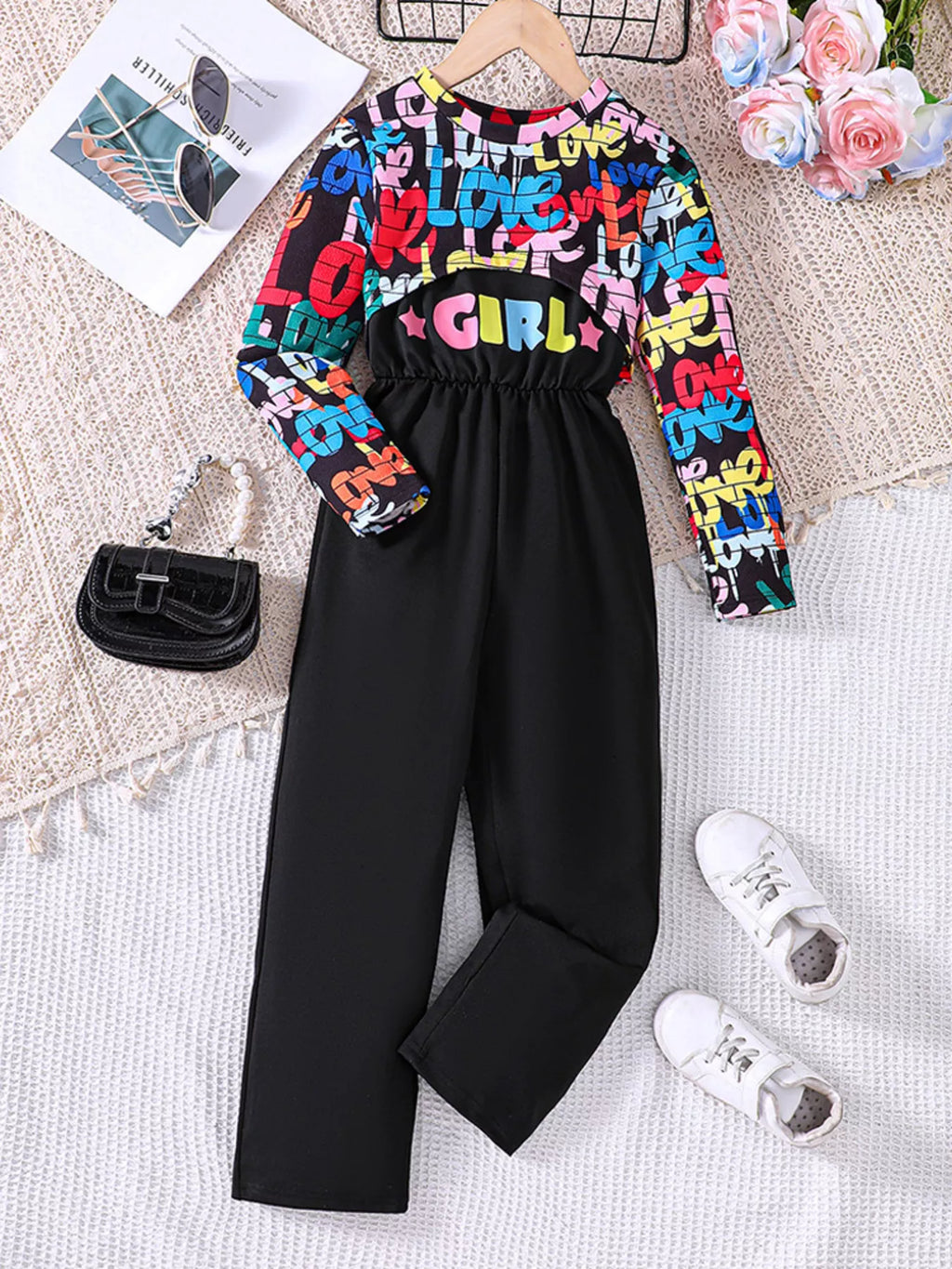 Children's Colorful Geometric Print Top & Jumpsuit Set by Trendsi