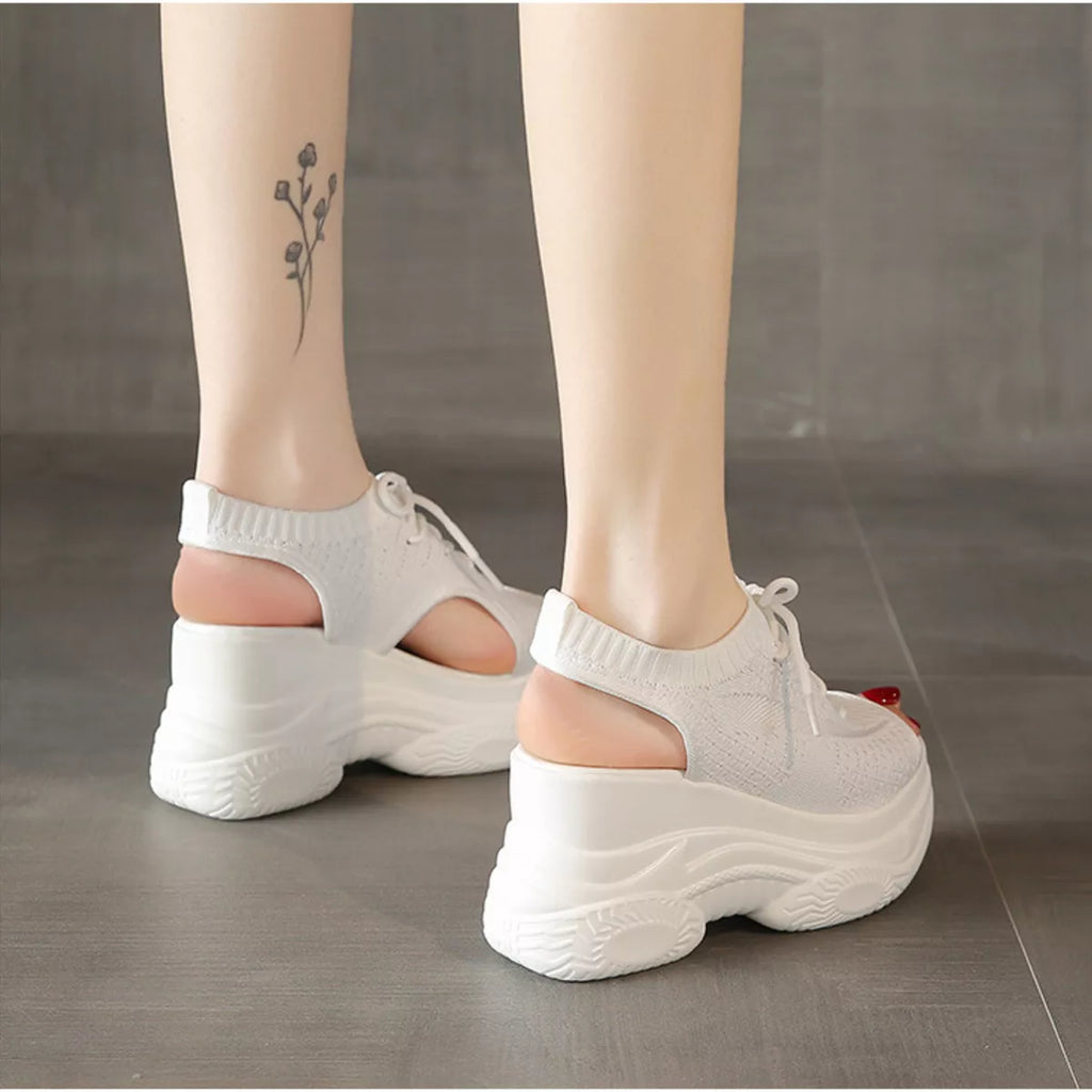 Lace Up Platform Sandals by Trendsi