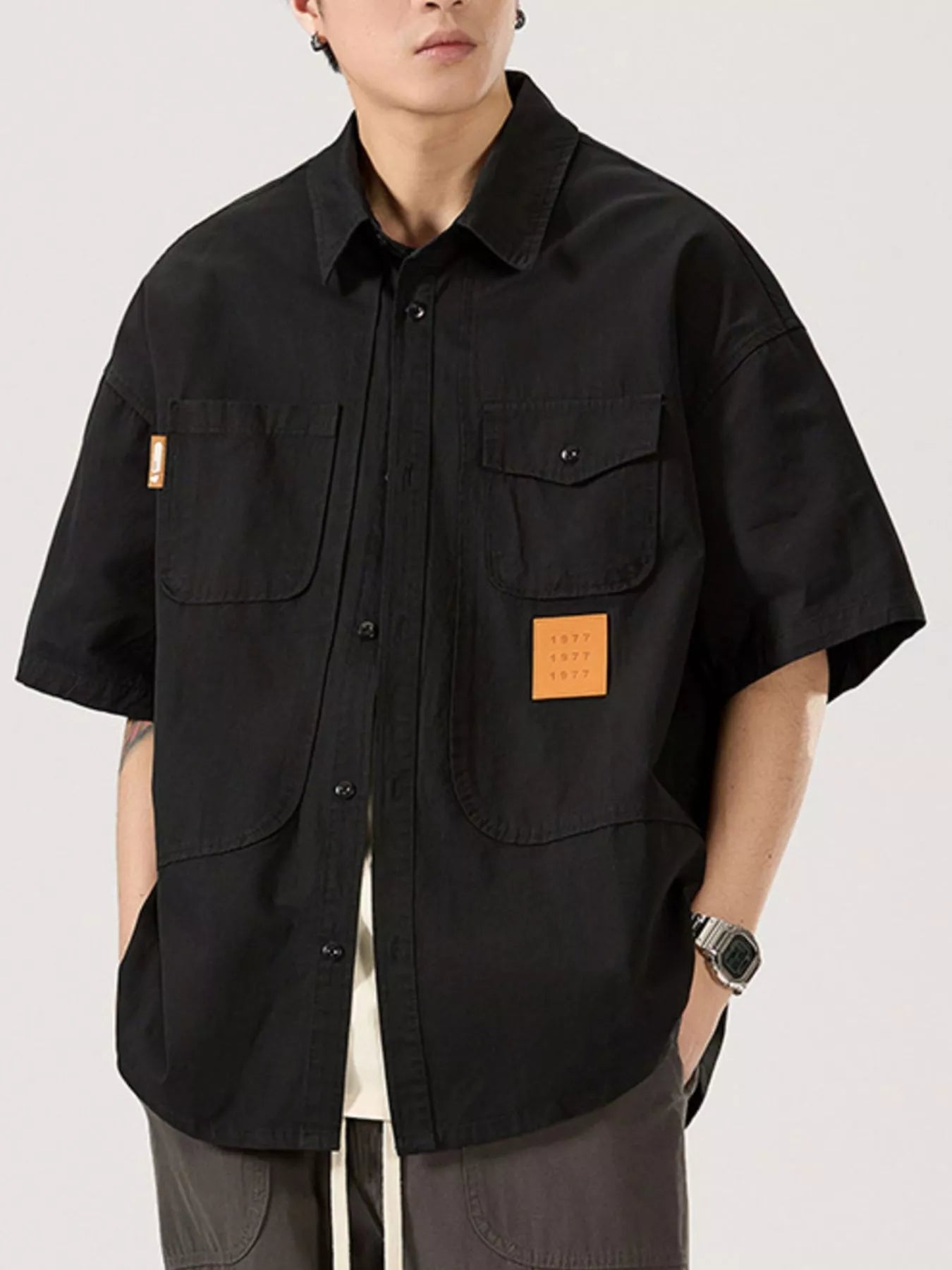 Men's Full Size Casual Short Sleeve Shirt Plus Size by Trendsi