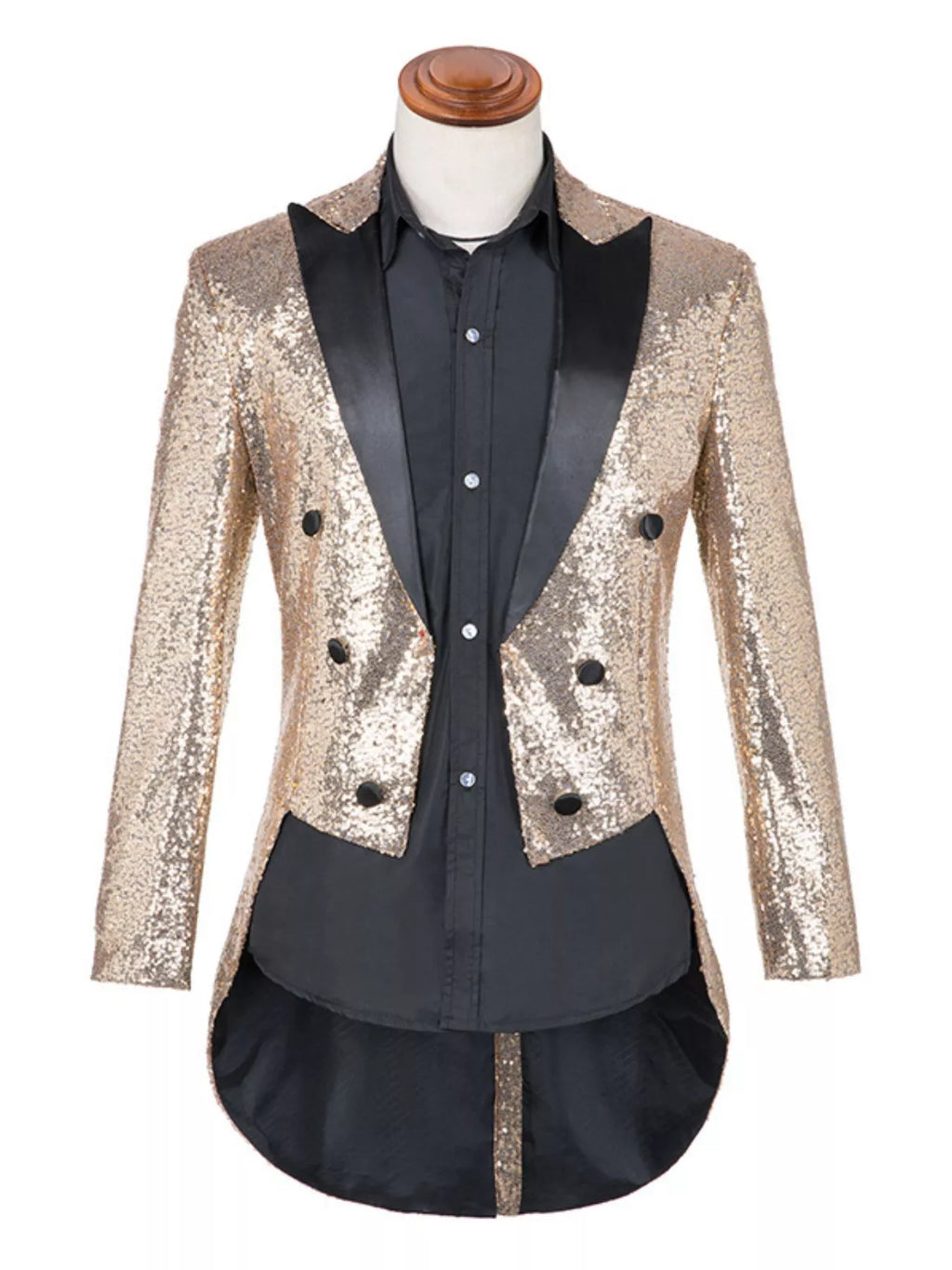 Men's Plus Size Sequin Button Up Long Sleeve Tailcoat Blazer by Trendsi