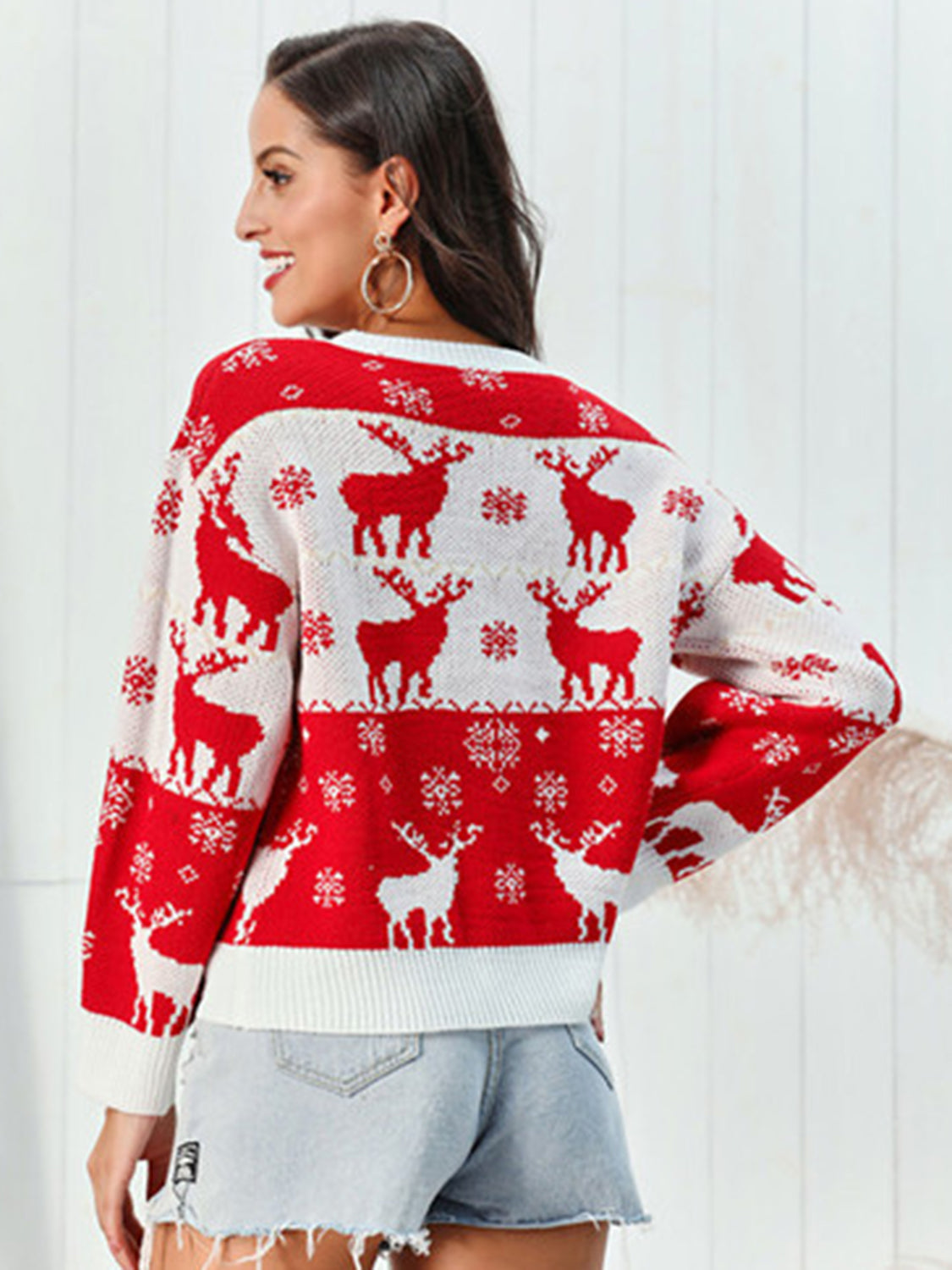 Reindeer Round Neck Sweater by Trendsi