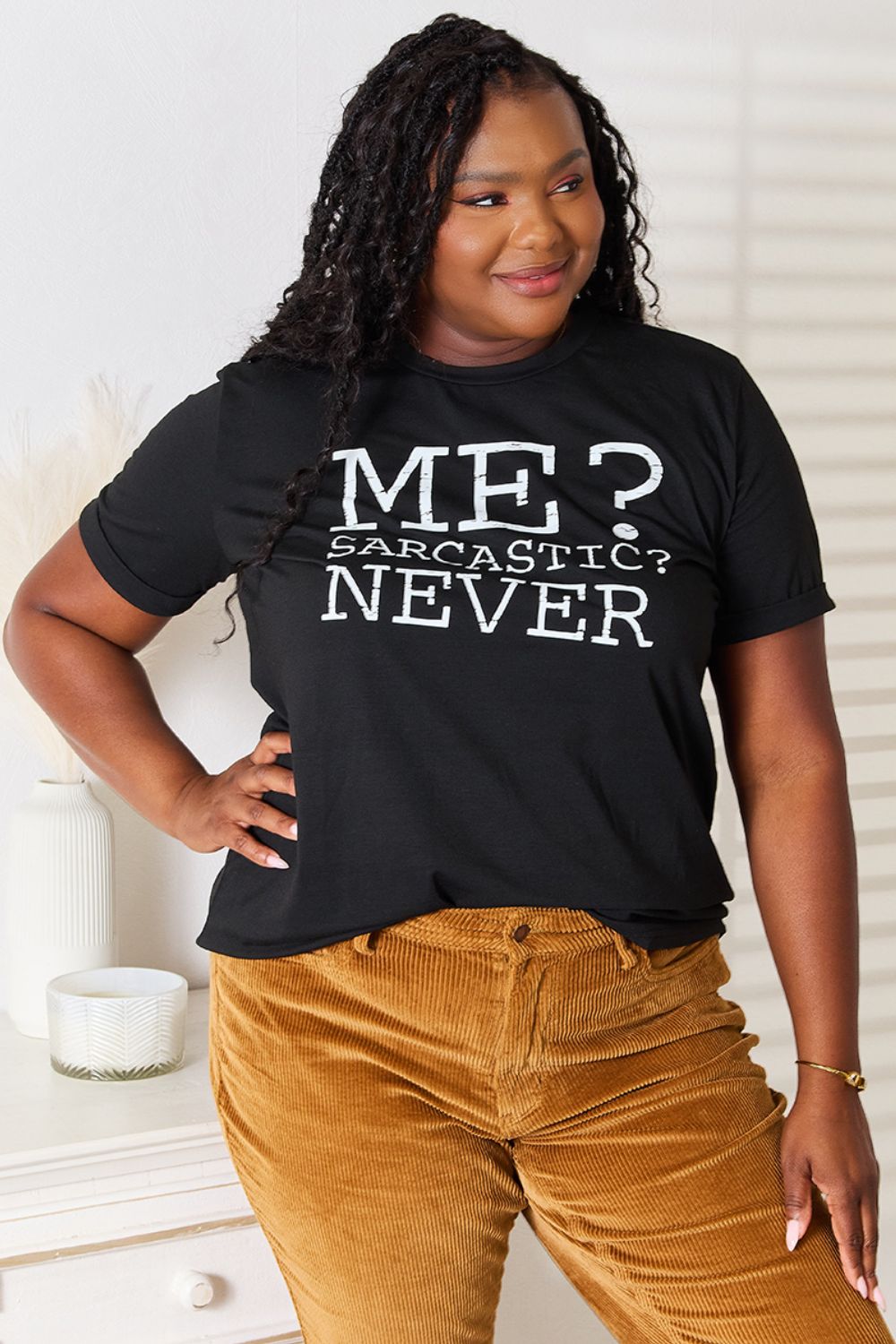 Simply Love Letter Graphic Round Neck T-Shirt by Trendsi