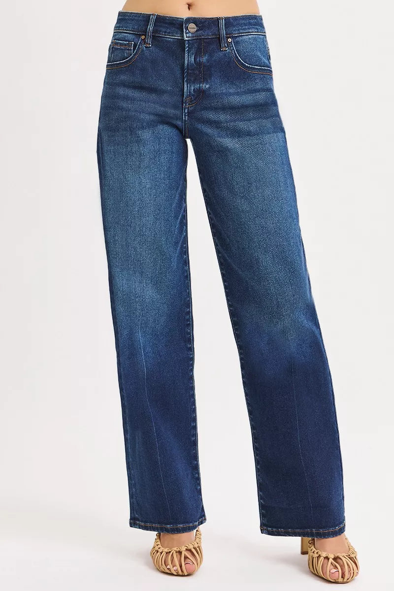RISEN Mid Rise Wide Baggy Jeans by Trendsi