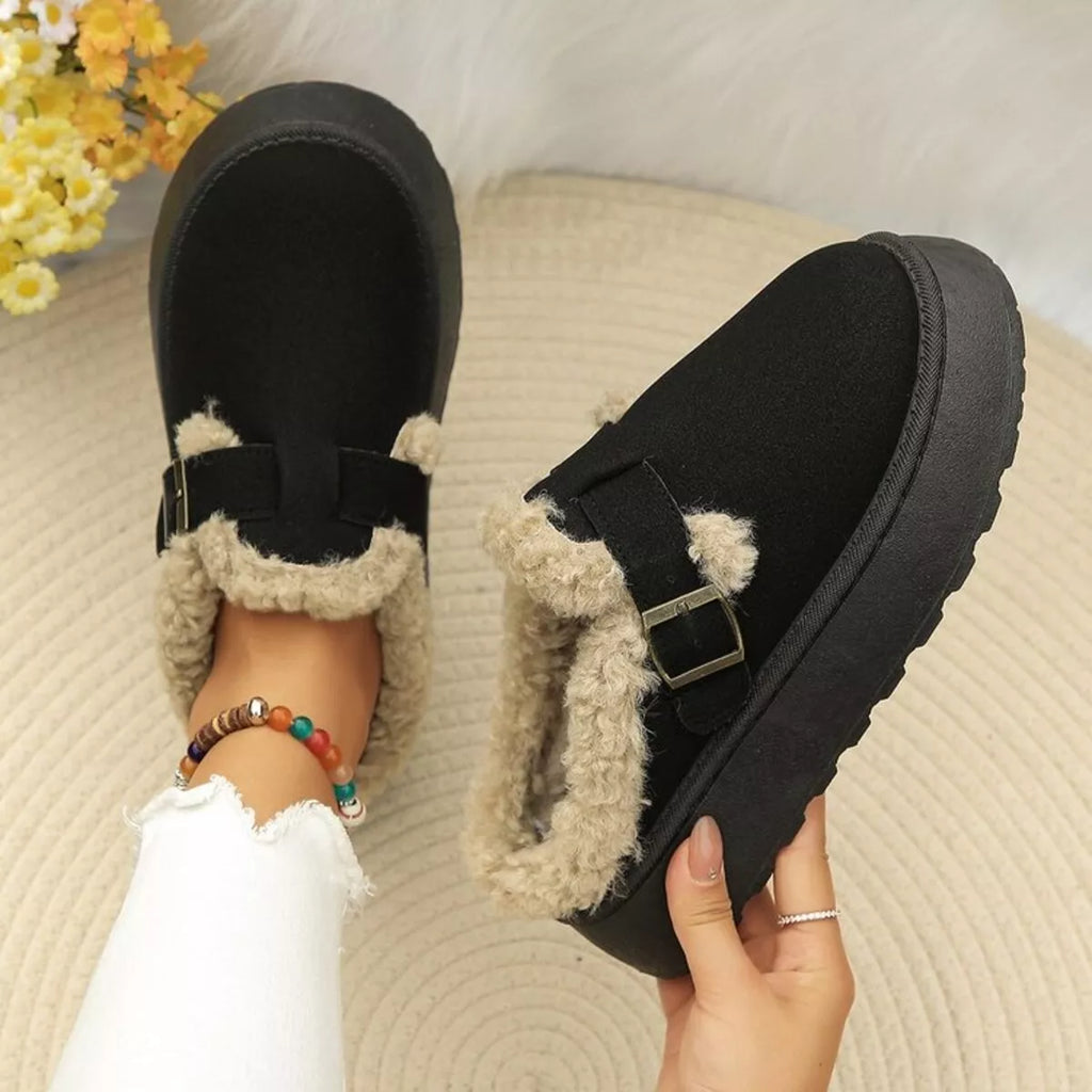 Round Toe Platform Fleece-Lined Slip-Ons by Trendsi