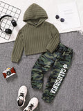 Children's Ribbed Long Sleeve Hoodie and Pants Set by Trendsi