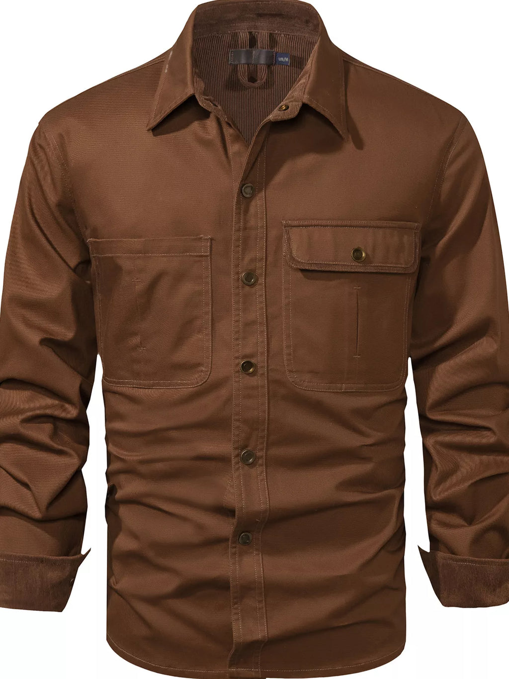 Men's Casual Long Sleeve Button-Down Shirt with Pockets by Trendsi