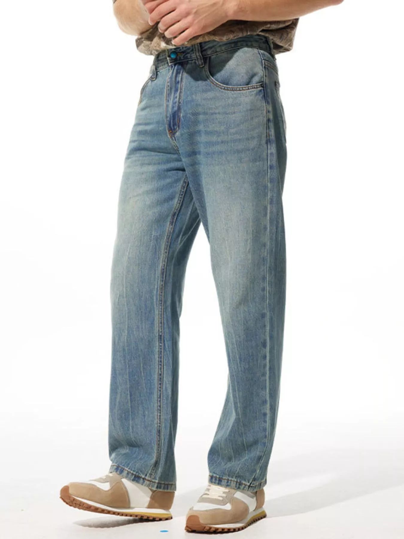 Men's Relaxed Fit Vintage Wash Pants by Trendsi