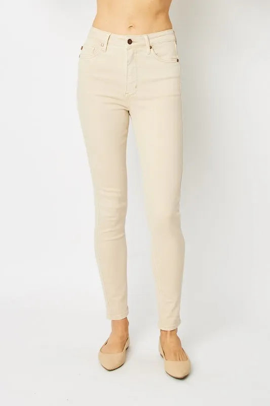 Judy Blue Full Size Garment Dyed Tummy Control Skinny Jeans by Trendsi