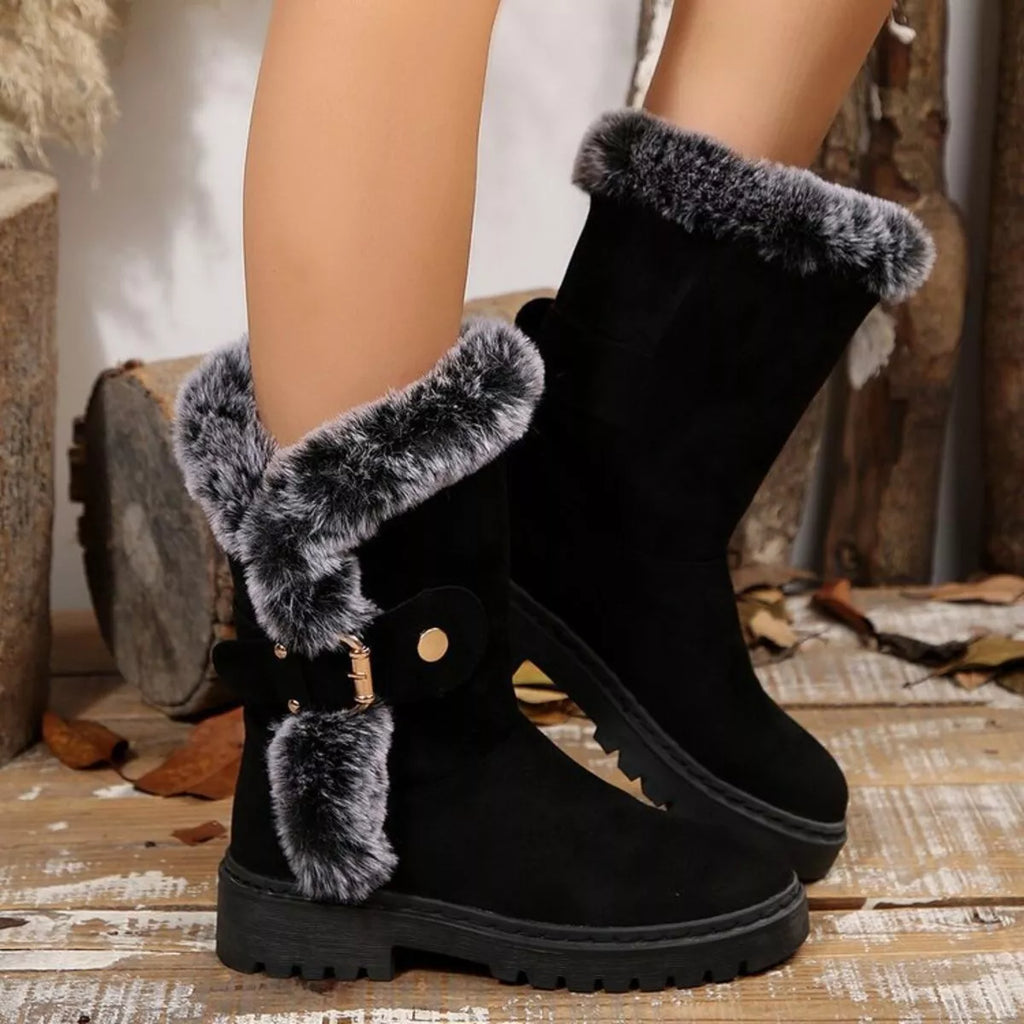 Round Toe Platform Block Heels Boots by Trendsi