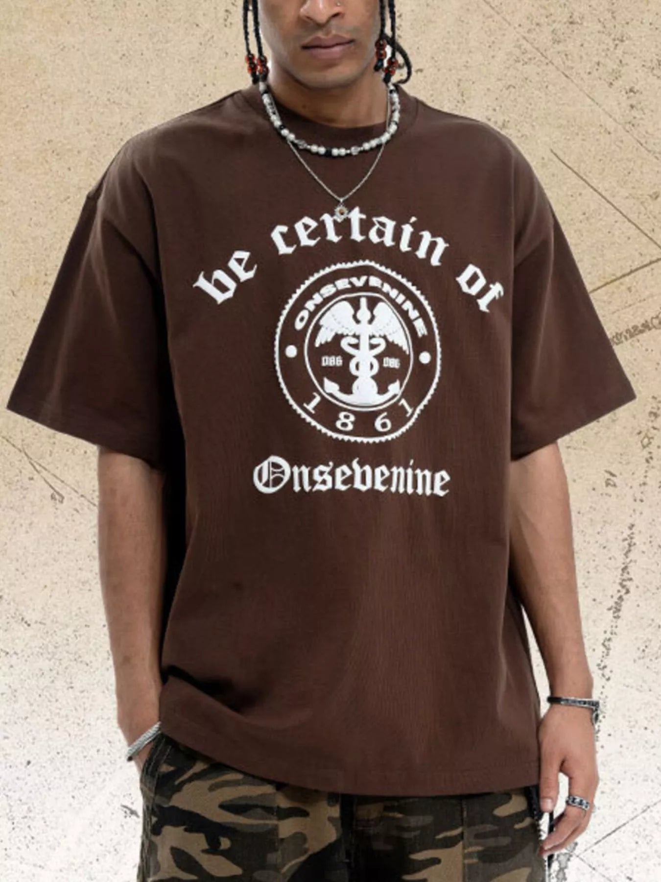 Men's Graphic Round Neck Oversized T-Shirt by Trendsi